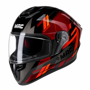 Casco integral negro y rojo, premio del sorteo